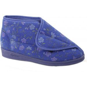 Comfylux Womens/Ladies Andrea Floral Velcro Bootee Slippers / Blue